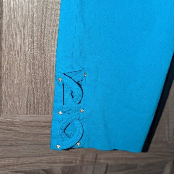 *3 FOR $9* Attyre Crop Capri Length Calf Cut Out Rhinestone Ankle Pull On Pants - Picture 2 of 3